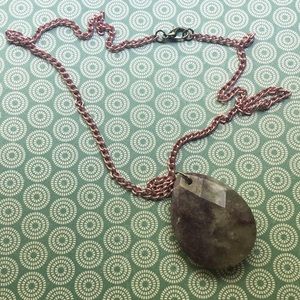 Amethyst Teardrop Pendant on Vintage PINK aluminum